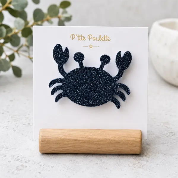 Broche crabe pailletée – bijou fantaisie – accessoire veste pull – création artisanale française