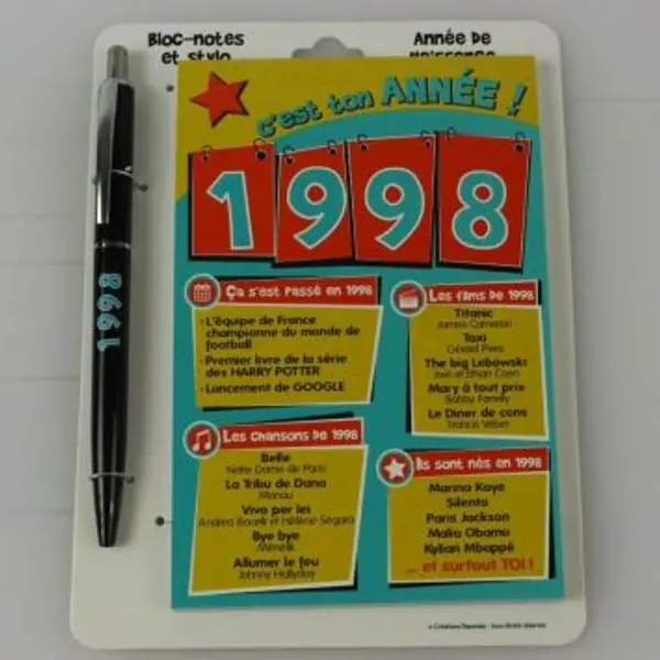 Bloc-notes et Stylo Année de naissance 1967
