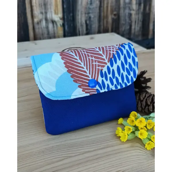 Porte monnaie motif floral bleu