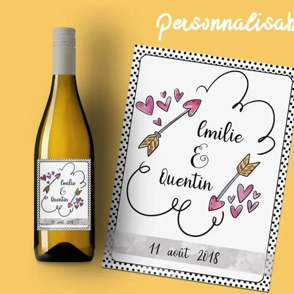 Etiquette bouteille vin ou champagne personnalisable annonce mariage