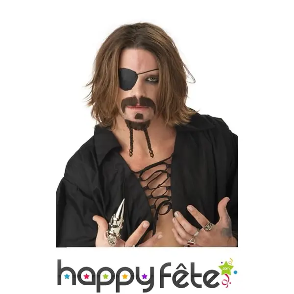 Moustaches et bouc brun de pirate