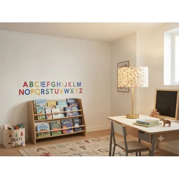Abat-jour alphabet abc – déco chambre enfant, lettres, crayons, école, bureau, bibliothèque, lampe de chevet, idée cadeau
