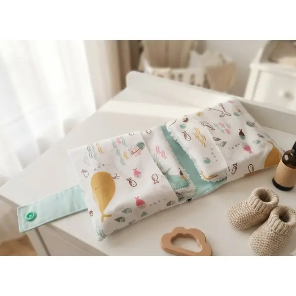 Ensemble pochette et 8 lingettes motif têtes d'ours
