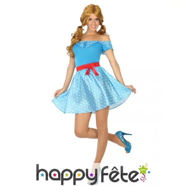 Déguisement robe bleue années 50 pour adulte