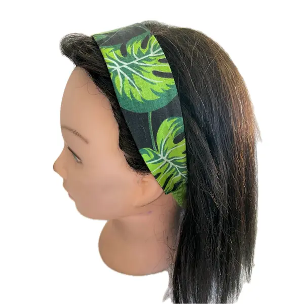 Bandeau cheveux femme tropical noir et vert
