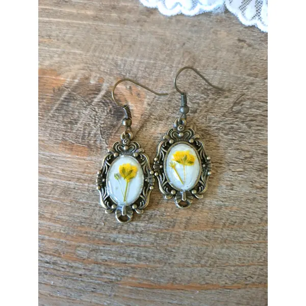 "cueillir le soleil" boucles d'oreilles vintagejaune d’or