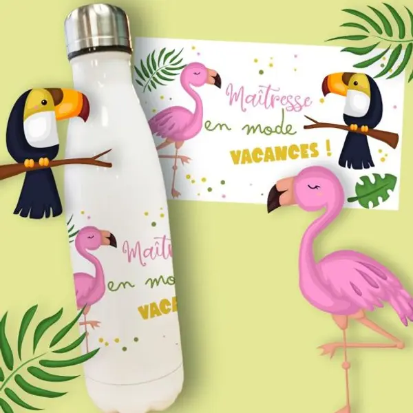 Gourde ou bouteille personnalisée Maîtresse en mode vacances
