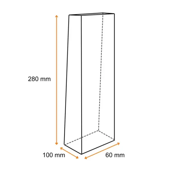 Lot sachets transparents fond plat - 100x60x280mm (x50)