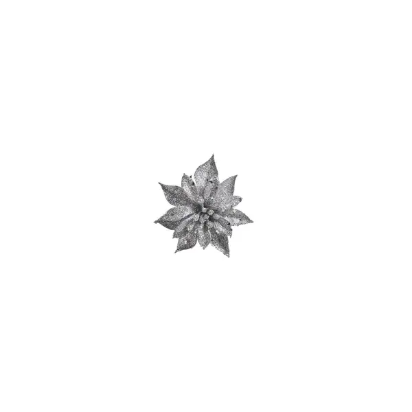 Petite rose à paillettes argentées sur clip