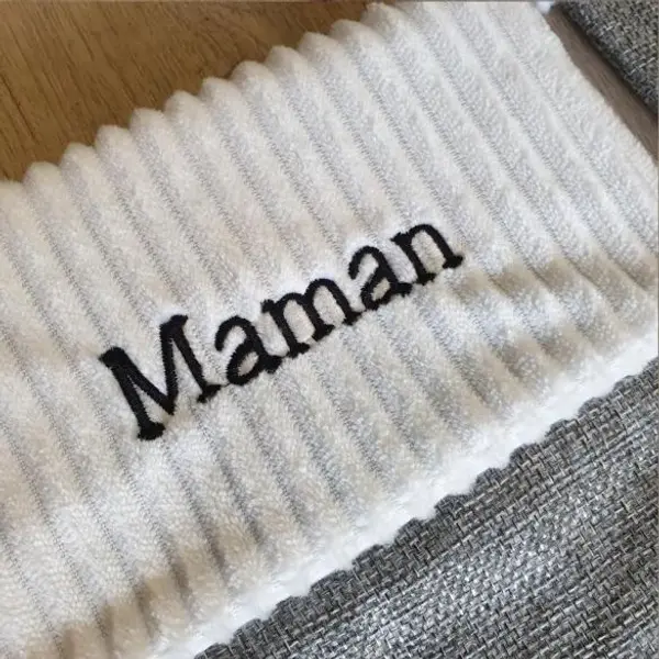 Grande chaussette / botte de Noël brodée personnalisable grise côtelée