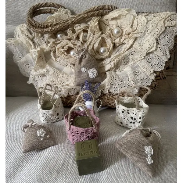 * panier miniature * coton rose