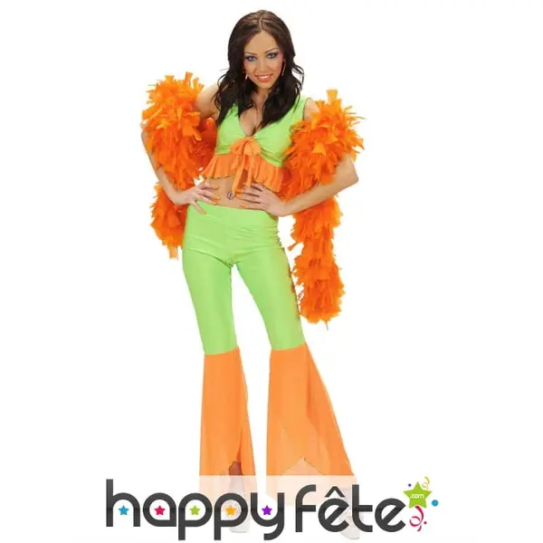 Déguisement vert et orange fluo pour femme