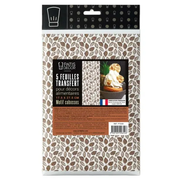Feuilles transfert cabosses de cacao (x5)