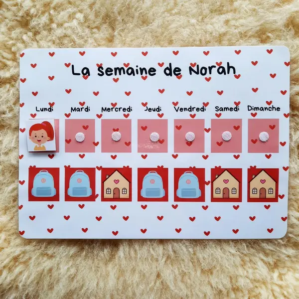 Semainier simplifié - se repérer dans les jours de la semaine - premier semainier - maternelle / nounou / crèche
