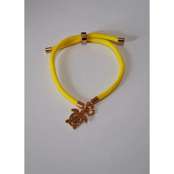 Bracelet réglable torsadé jaune " turtle "