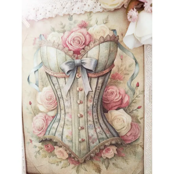 Tableau shabby " corset raffiné " création - au grenier cosy -