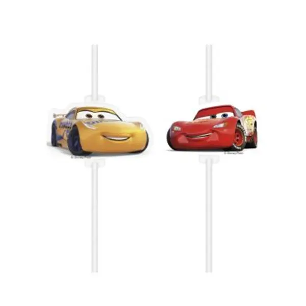 4 Pailles en papier - Médaillon - Disney/Pixar - Cars 3