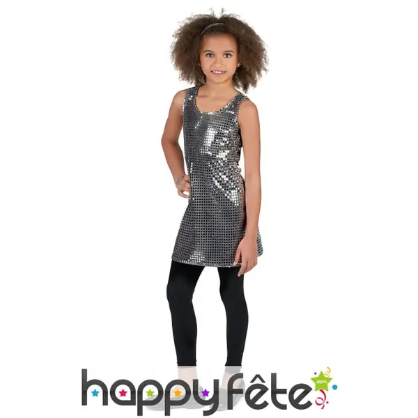 Robe disco argentée pour fillette