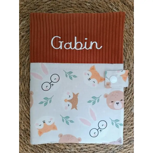 Protège carnet de santé personnalisé en velours côtelé et coton, cadeau de naissance fille garçon , accessoire bébé