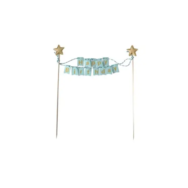 Cake topper bannière anniversaire bleu