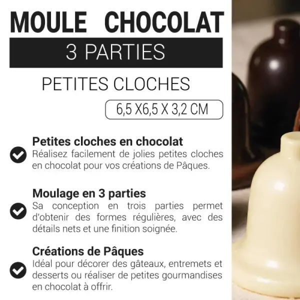 Moule chocolat en 3 parties Petites cloches