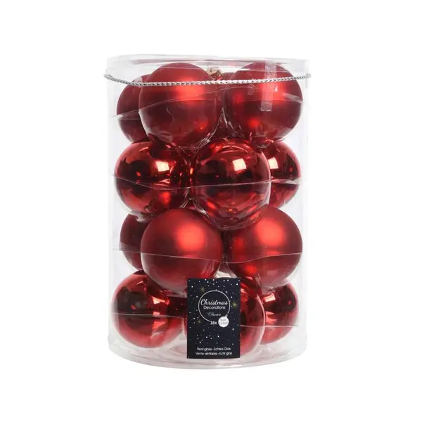 16 Boules rouges de Noël brillant & mat