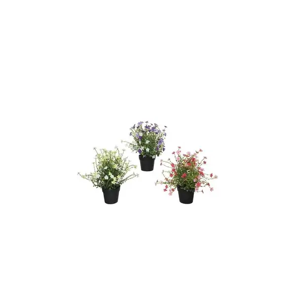 Trio de fleurs artificielles en pot (28cm)