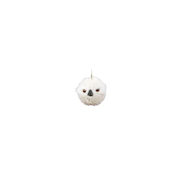 Suspension hibou en fourrure crème