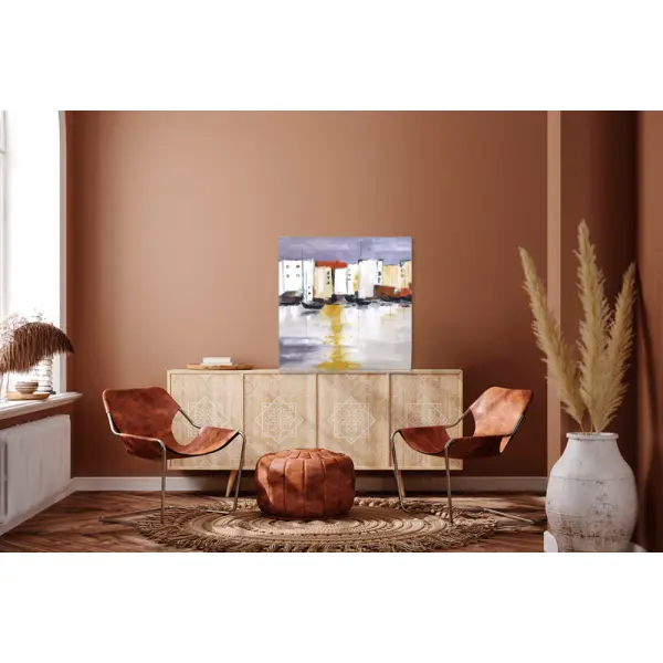 Peinture de marine , dans le midi, huile au couteau sur toile de lin sur châssis... : "port de marseille"