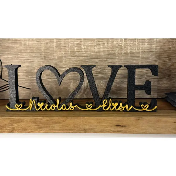 Mot à personnaliser love + prénoms - couleurs au choix - cadeau noël couple, saint-valentin, anniversaire