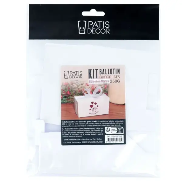 Kit ballotin chocolats blanc "Bonne fête maman"