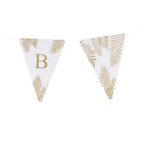 5 Fanions Blancs et Paillettes Or " B " - Fougère