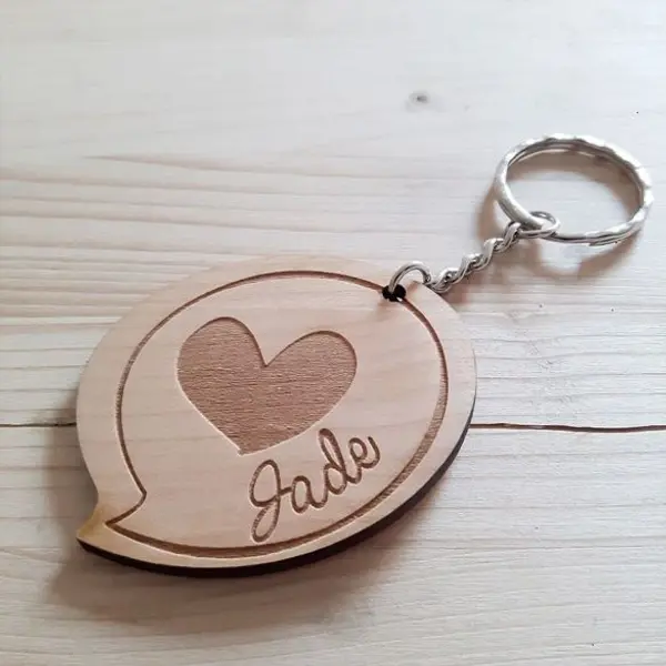 Porte clé personnalisable en bois "Bulle"