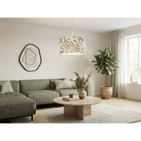 Abat-jour fleurs noir blanc doré – suspension chic, déco art déco, végétale & élégante