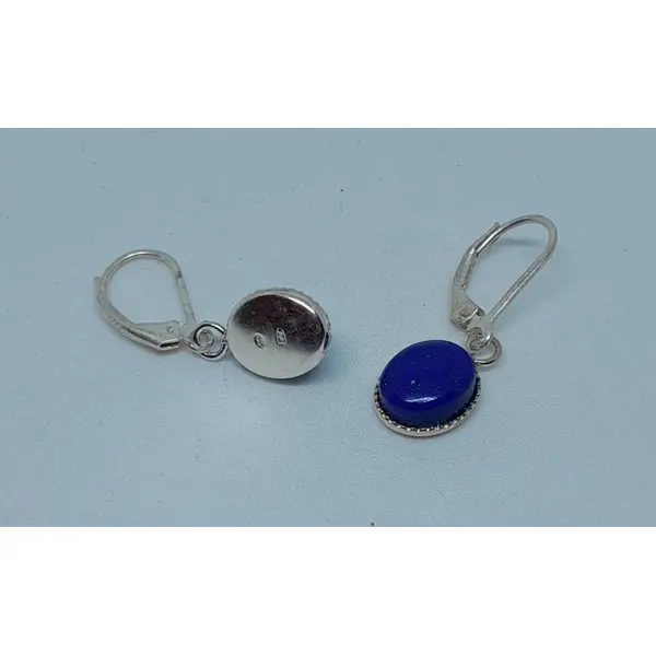 Boucles d'oreille dormeuses argent 925 et lapis lazuli création unique