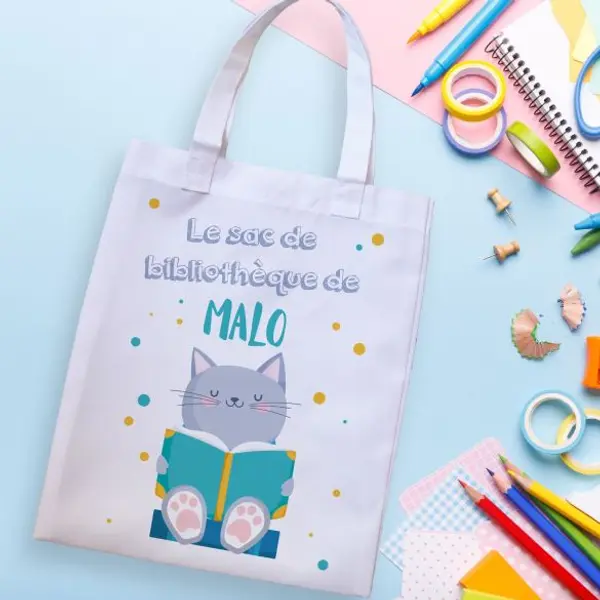 Tote bag sac de bibliothèque Chat 2