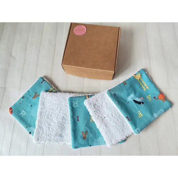 Boite de 6 lingettes lavables pour bébé coton et éponge