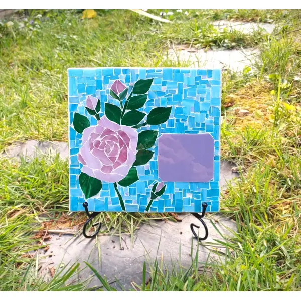 Plaque funéraire en mosaïque personnalisable avec message gravé
