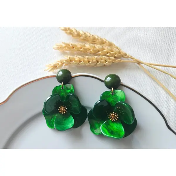 Boucles d'oreilles hortense bis - fleurs en relief en acrylique - esprit vintage