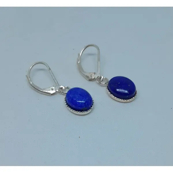 Boucles d'oreille dormeuses argent 925 et lapis lazuli création unique