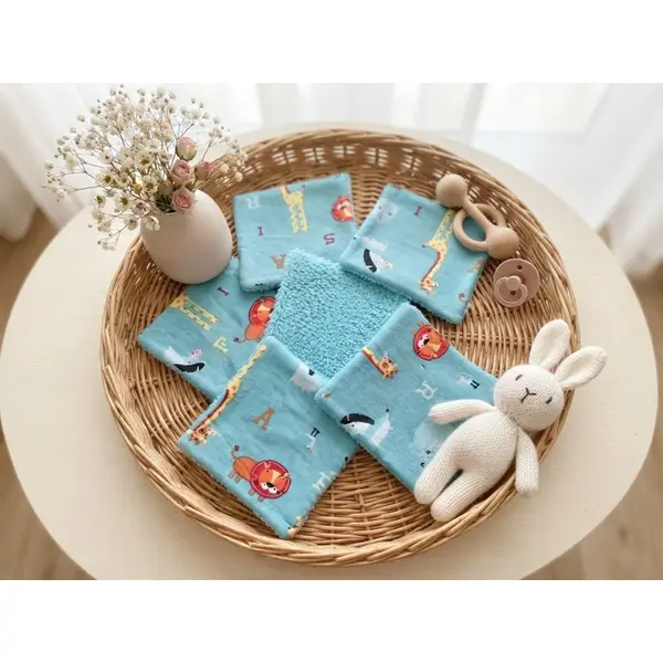 Boite de 7 lingettes lavables pour bébé coton et éponge