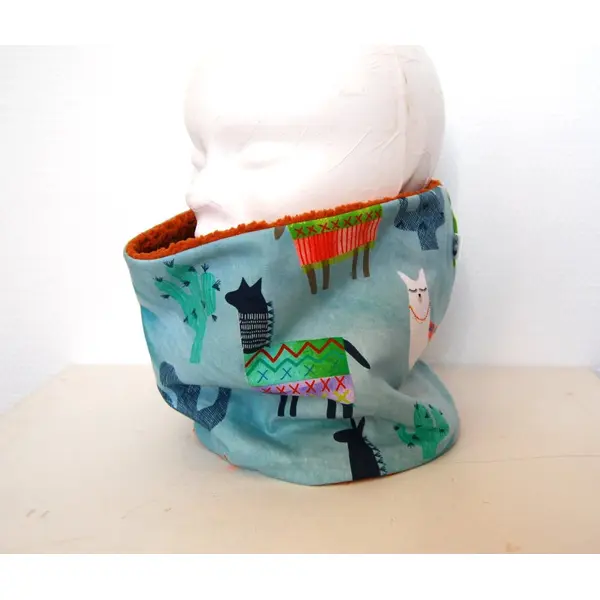 Snood tour de cou lamas animaux cactus enfants unisexe snood bleu vert vêtement enfant écharpe tubulaire