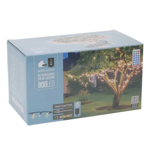Guirlande solaire 800 led blanc chaud