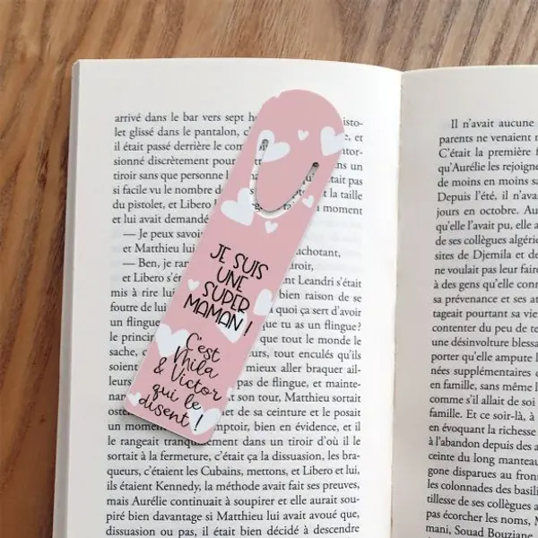 Marque page personnalisé Je suis une super maman (ou autre texte)