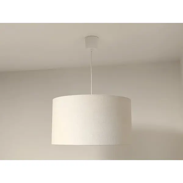 Suspension abat-jour écru effet textile – luminaire artisanal français pour salon, chambre, salle à manger et décoration naturelle