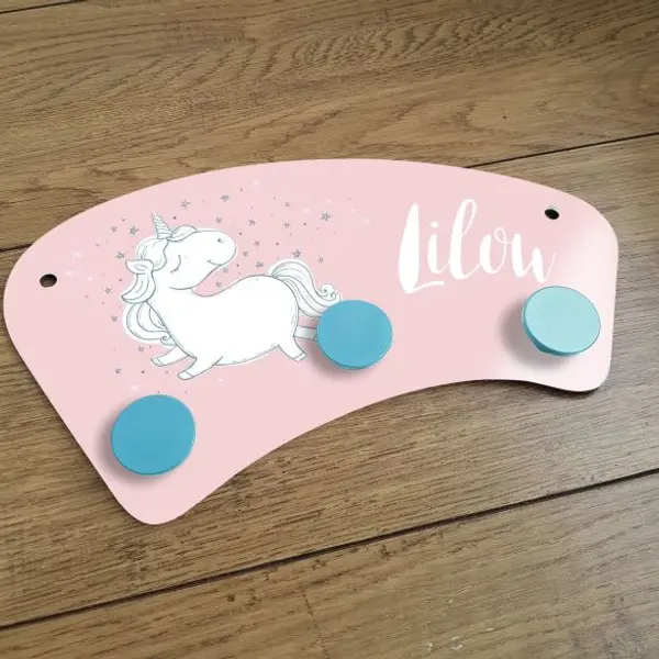 Porte manteaux chambre enfant personnalisé - Licorne