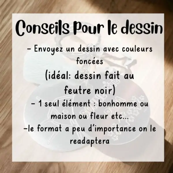 Porte clés métal gravé avec le dessin de l'enfant !