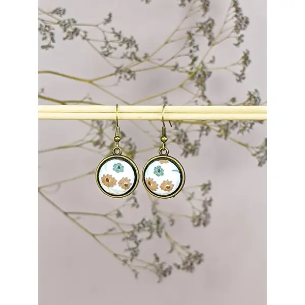 Boucles d'oreilles "bourgeon" en tissu 38mm