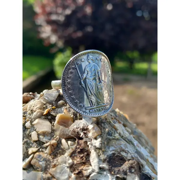 Bague pièce de monnaie 1 franc helvetia suisse