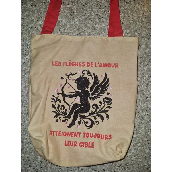 Tote bag "cupidon" aspect paillettes
